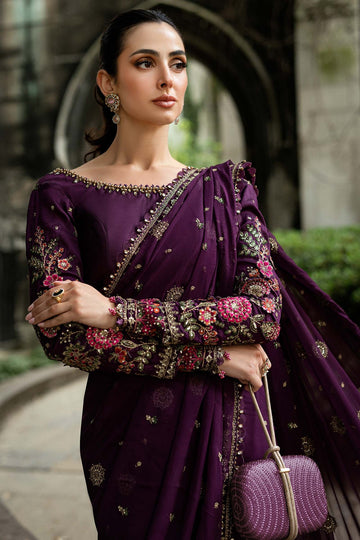 MARIA B | SOIREE | EMBROIDERED CHIFFON SAREE | WF-09-01-PURPLE