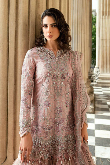 MARIA B | SOIREE | EMBROIDERED RAW SILK SUIT | WF-09-05-NUDE PINK