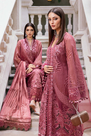 MARIA B | WINTER LUXE | EMBROIDERED ORGANZA SUIT | WL-1304-ASH PINK | GOWN