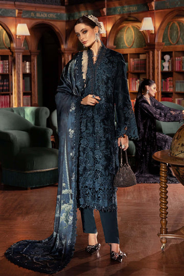 MARIA B | WINTER LUXE | EMBROIDERED VELVET SUIT | WL-1310-TEAL