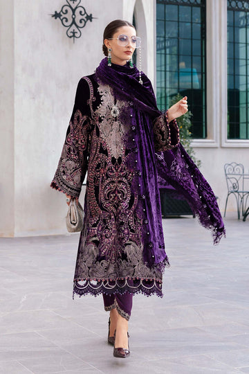 MARIA B | WINTER LUXE | EMBROIDERED VELVET SUIT | WL-1311-PURPLE