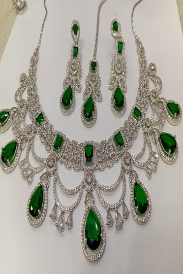 HS | JEWELLERY | SILVER GREEN BRIDAL SET