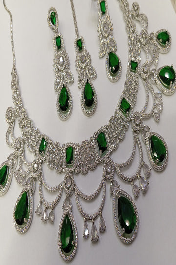 HS | JEWELLERY | SILVER GREEN BRIDAL SET
