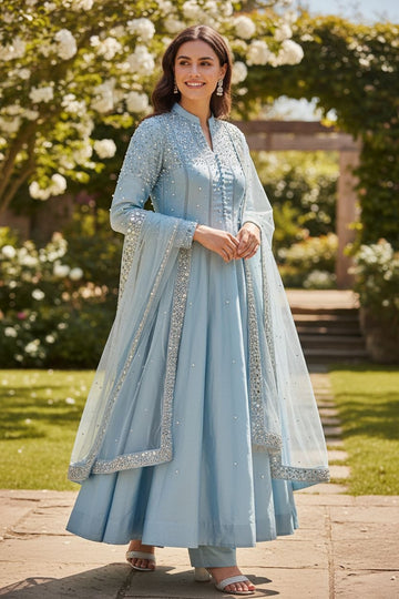 HAFSAH|SANA - BLUE SILK ENSEMBLE - AVAILABLE IN ALL COLORS