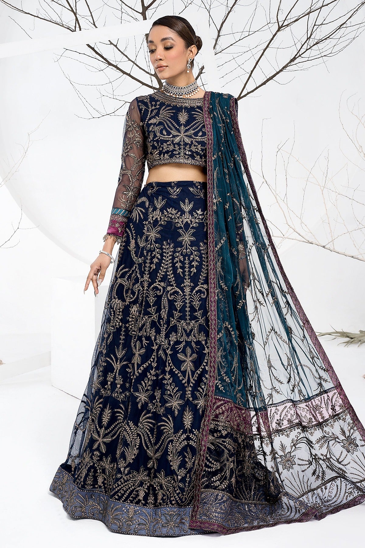 ZARIF | LA CELESTE LUXURY FORMALS | ZLC 01 BLUEBERRY | LEHNGA