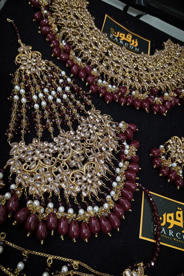 HS | JEWELLERY | GOLDEN MAROON BRIDAL SET